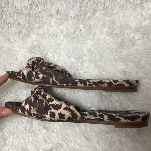 Veronica Beard Brown Slide Sandals with Bold Leopard Print Pictured AS IS - Picture 6 of 7